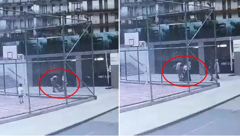 Qadın uşağının gözü qarşısında təpik və yumruqlarla döyüldü - VİDEO