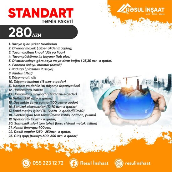 Rəsul İnşaat təmir-tikinti şirkəti sizlərə təqdim edir!
