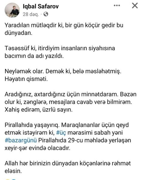 Vətən Müharibəsi qazisinə AĞIR İTKİ - FOTO