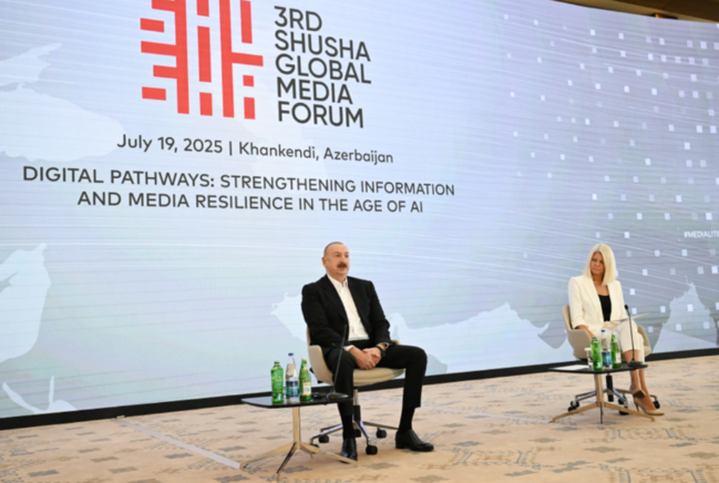 İlham Əliyevin III Şuşa Qlobal Media Forumunun iştirakçıları ilə görüşü keçirilib - YENİLƏNİB+VİDEO