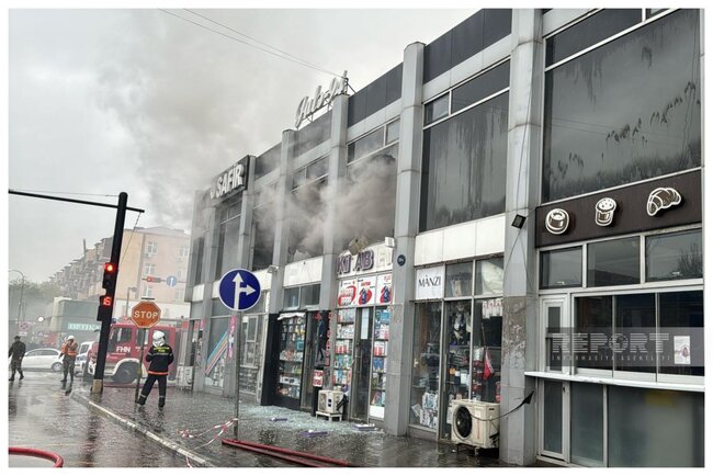 Sumqayıtda ticarət mərkəzində yanğın oldu - Fotolar - Yenilənib