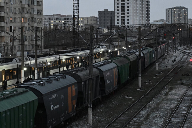 Taxıl yüklü 8 vaqon Ermənistana gedir - Fotolar