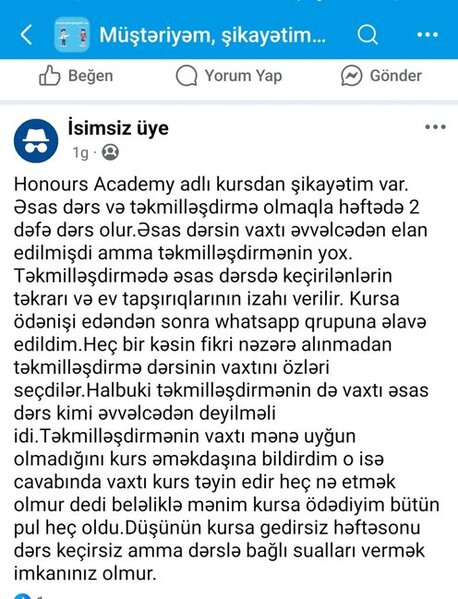 "Honours Academy"da tələbələr necə aldadılır? Əlavə ödənişlər edilməlidir……