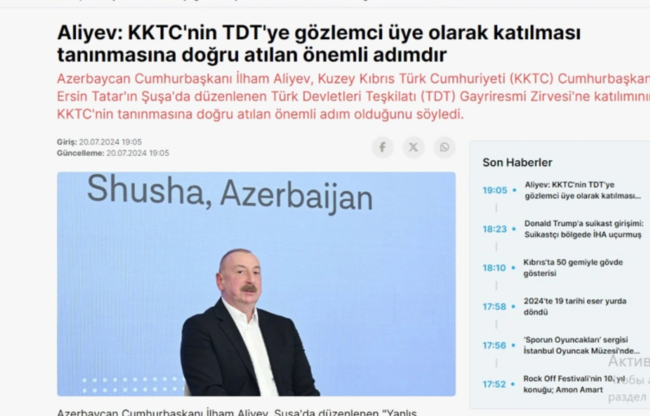 Türkiyə mediası İlham Əliyevin Şuşa mediaforumundakı çıxışını geniş işıqlandırıb