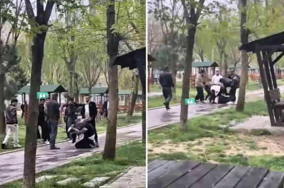 Parkda altı şübhəli şəxs bir nəfəri döyüb