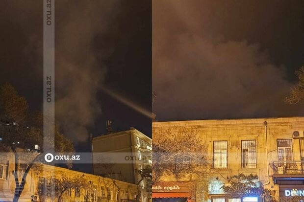 Bakıda restoran yanır - FOTO/VİDEO
