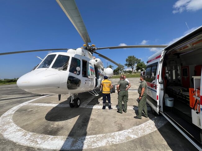 Qəbələdən Bakıya helikopterlə təxliyə olundu - Fotolar