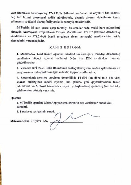 "İşə düzəldəcəyəm" dedi, 14 500 manat aldı - Tosif Məmmədovla bağlı iddia