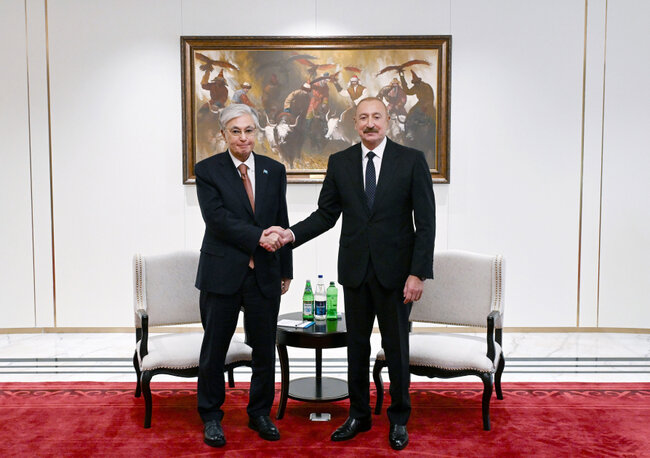 Azərbaycan və Qazaxıstan prezidentlərinin Bişkekdə görüşü olub - FOTO