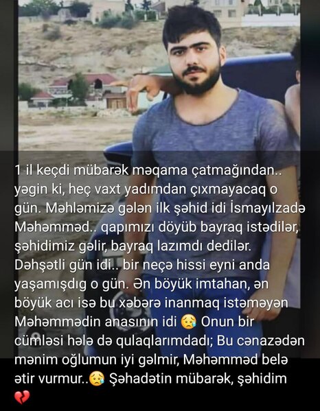 Şəhidin yaxınından kövrək paylaşım: "Bu cənazədən oğlumun iyi gəlmir" - FOTO