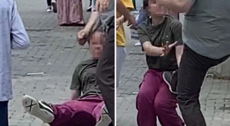 Satıcı 13 yaşlı qızı küçənin ortasında döydü - VİDEO
