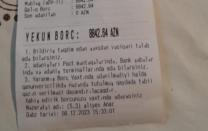 "Azəriqaz" 3 ildir yaşayış olmayan evə 8842 manat BORC YAZDI- ŞİKAYƏT