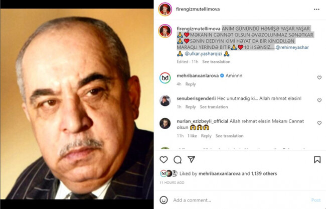 Firəngiz Mütəllimovadan Yaşar Nuri ilə bağlı paylaşım: "Ən maraqlı yerində bitir..." - FOTO