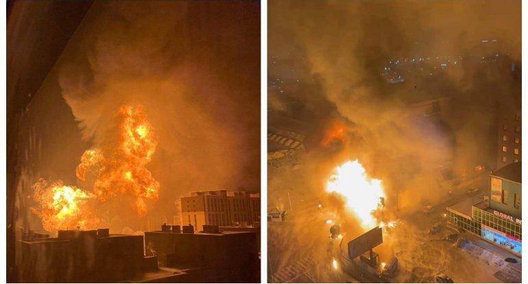 60 tonluq maşının partlama anı: 5 nəfər öldü - Monqolustanda