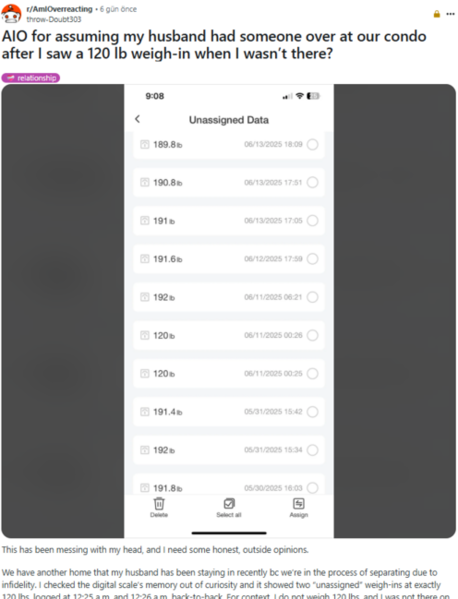 Ərinin ona xəyanət etdiyini evdəki tərəzidən öyrəndi - FOTOlar