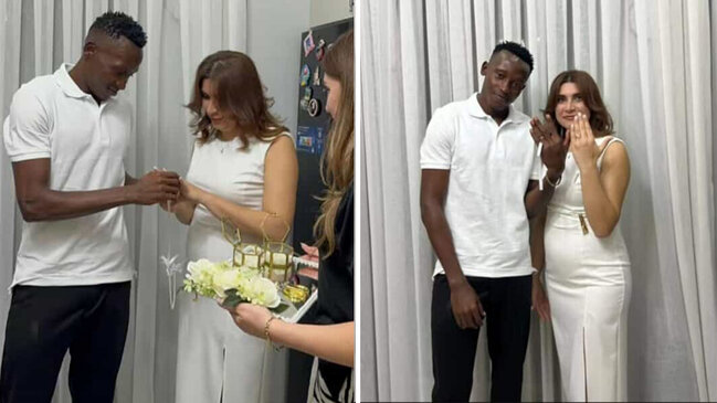 Kamerunlu futbolçu geri qayıtdı, azərbaycanlı xanımla nişanlandı (FOTO)