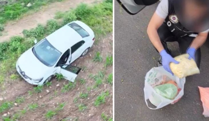 Polisdən qaçarkən tarlada qəza törətdilər, daha sonra gizlənməyə çalışdılar: Avtomobildən minlərlə...