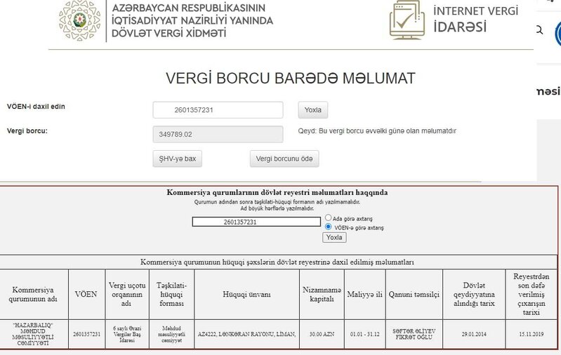 Sabiq deputatın qardaşı oğlunun 350 min vergi borcu var