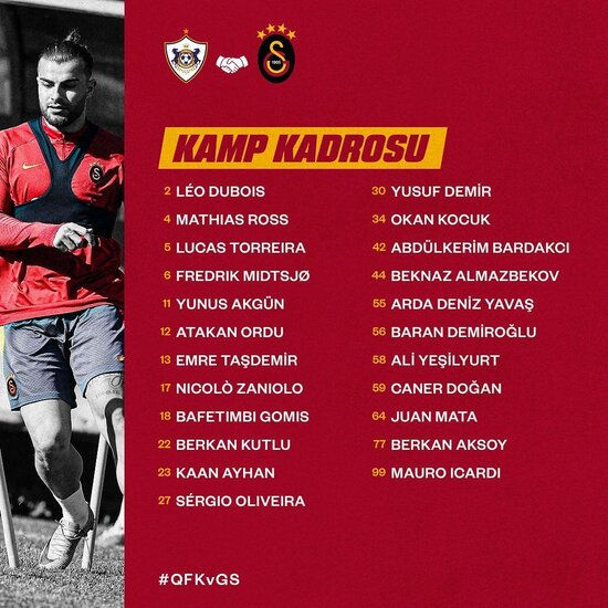 "Qalatasaray" Bakıya 23 futbolçu ilə gəlir - SİYAHI