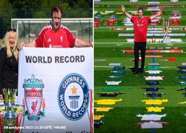 Azarkeşdən ən çox "Liverpul" forması üçün dünya rekordu: kolleksiyası meydançanın üçdə birini tutur