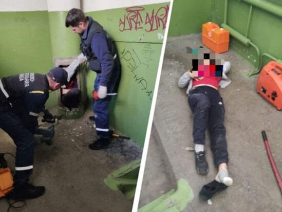 Qadın zibil borusunda ilişib qaldı - FOTO