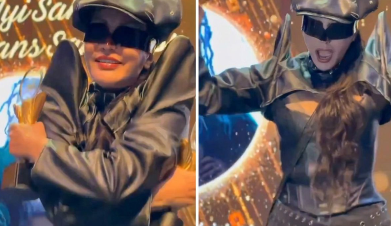 Məşhur müğənni aldığı mükafatı səhnədə sındırdı - VİDEO