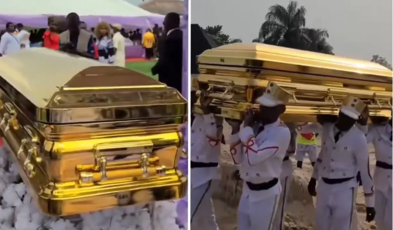 104 yaşında vəfat edən anasını qızıl tabutda dəfn etdi - VİDEO