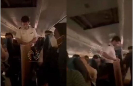 Sərnişin təyyarəsinin tavanı çökdü - VİDEO