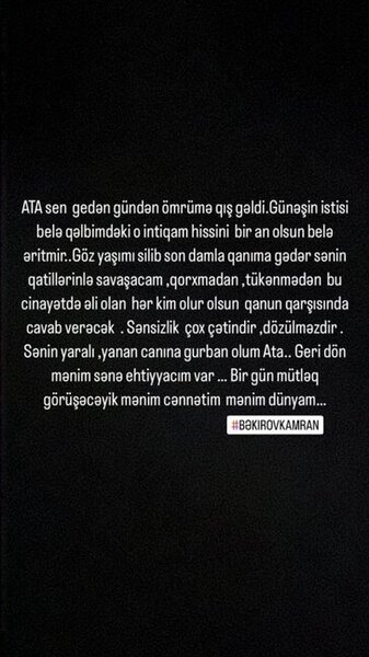 "Ata, sənin yaralı, yanan canına qurban olum"