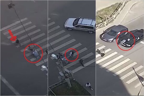 Körpəni uşaq arabasından oğurlayan kişi özünü avtomobilin altına atdı - VİDEO