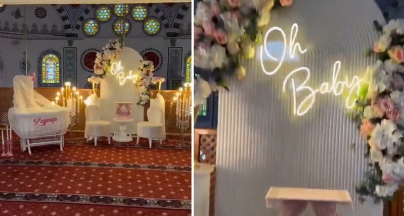 Məsciddə "körpə şənliyi" təşkil etdilər - VİDEO