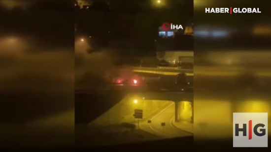 Yük maşını ilə toqquşan avtomobil alovlandı - VİDEO