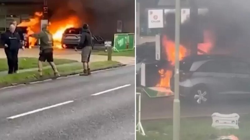 Benzin stansiyasına baltayla hücum etdi, alov hər tərəfi bürüdü