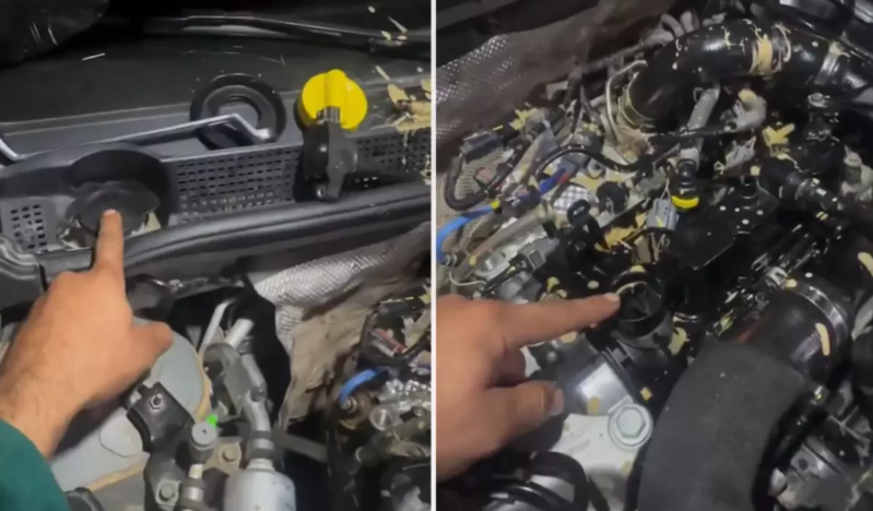 Bir sürücü təmizlik vasitəsini maşının motoruna tökdü, görün sonra nələr oldu - VİDEO