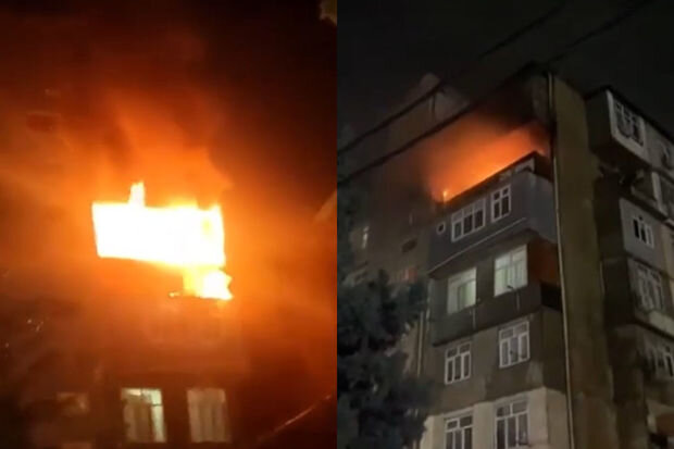 Bakıda yanğın baş verən bina polis nəzarətinə götürülüb - YENİLƏNİB + VİDEO