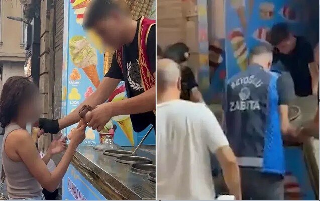 Turistə nalayiq hərəkət edən dondurmaçı cəzalandırıldı - Video