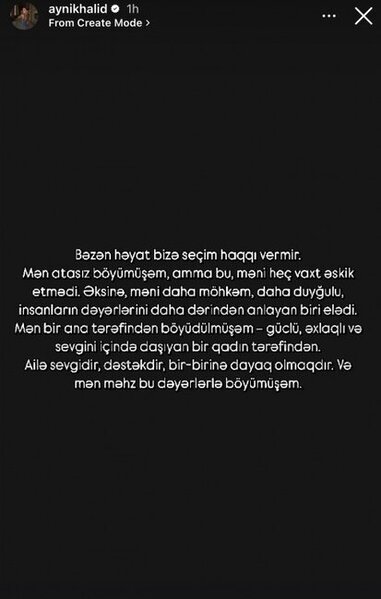 "Atasız böyümüşəm, amma bu, məni heç vaxt əskik etmədi"