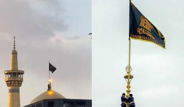 Məşhəddə Əli Xameneinin öldürülməsindən sonra qara matəm bayrağı qaldırıldı