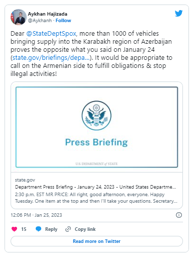 Rəsmi Bakı Vaşinqtona cavab verdi - FOTO