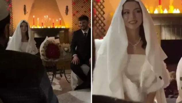 Gəlin dini nikah zamanı verilən suala görün nə cavab verdi - VİDEO