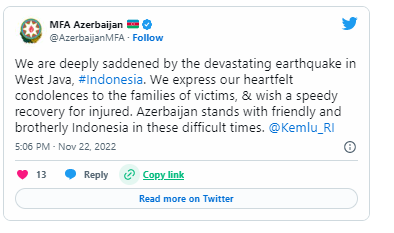 Azərbaycan XİN İndoneziyaya başsağlığı verib - FOTO