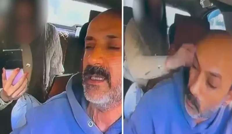 Qadın sərnişin mübahisə etdiyi taksi sürücüsünün başını yardı - VİDEO