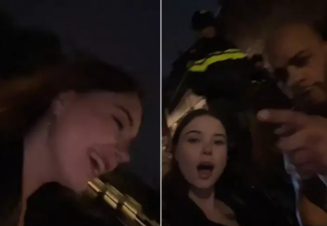 Polis gənc qıza sataşan kişini yaxasından tutub uzaqlaşdırdı - VİDEO