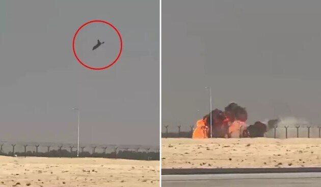 Dubayda nümayiş zamanı hərbi təyyarə belə qəzaya uğradı - VİDEO