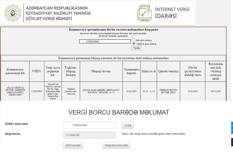 "Atlas" klinikasında yoxlama: Pozuntular aşkarlandı - Külli miqdarda vergi borcu da var