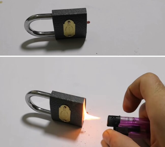 Kibritlə 10 saniyəyə qıfılı BELƏ açmaq olar - FOTO-VİDEO