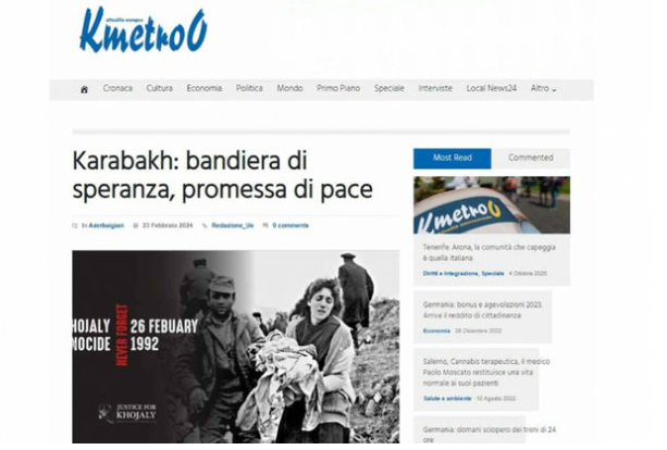 İtaliya saytı Xocalı soyqırımından yazıb