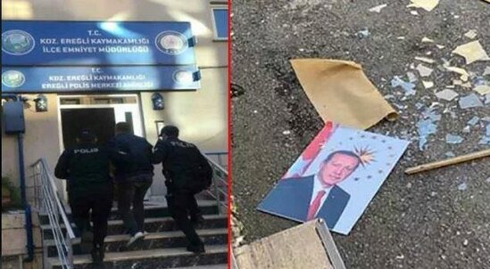 Ərdoğanın şəklini yerə atan şəxs həbs olundu