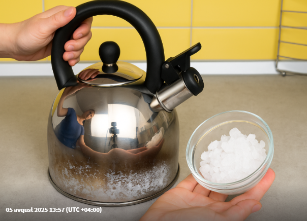 Ərp bağlamış çaydanı evdəki vasitələrlə asanlıqla təmizləyin