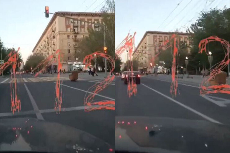 Kreslo yolda maşınları ötüb keçdi - VİDEO